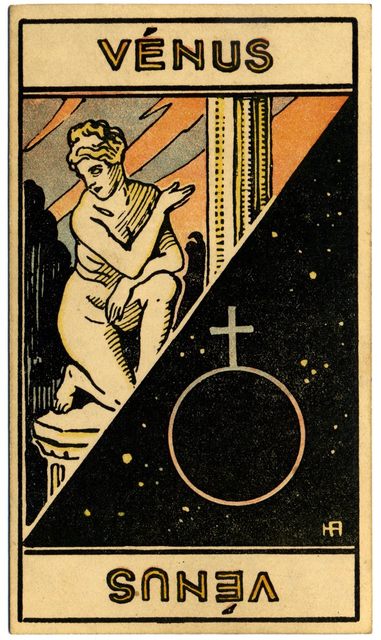 Paranormal. Astrologie. Vénus (planète). Carte astrologique de : Le Tarot Astrologique, par Georges Muchery, France - Unbekannter Künstler
