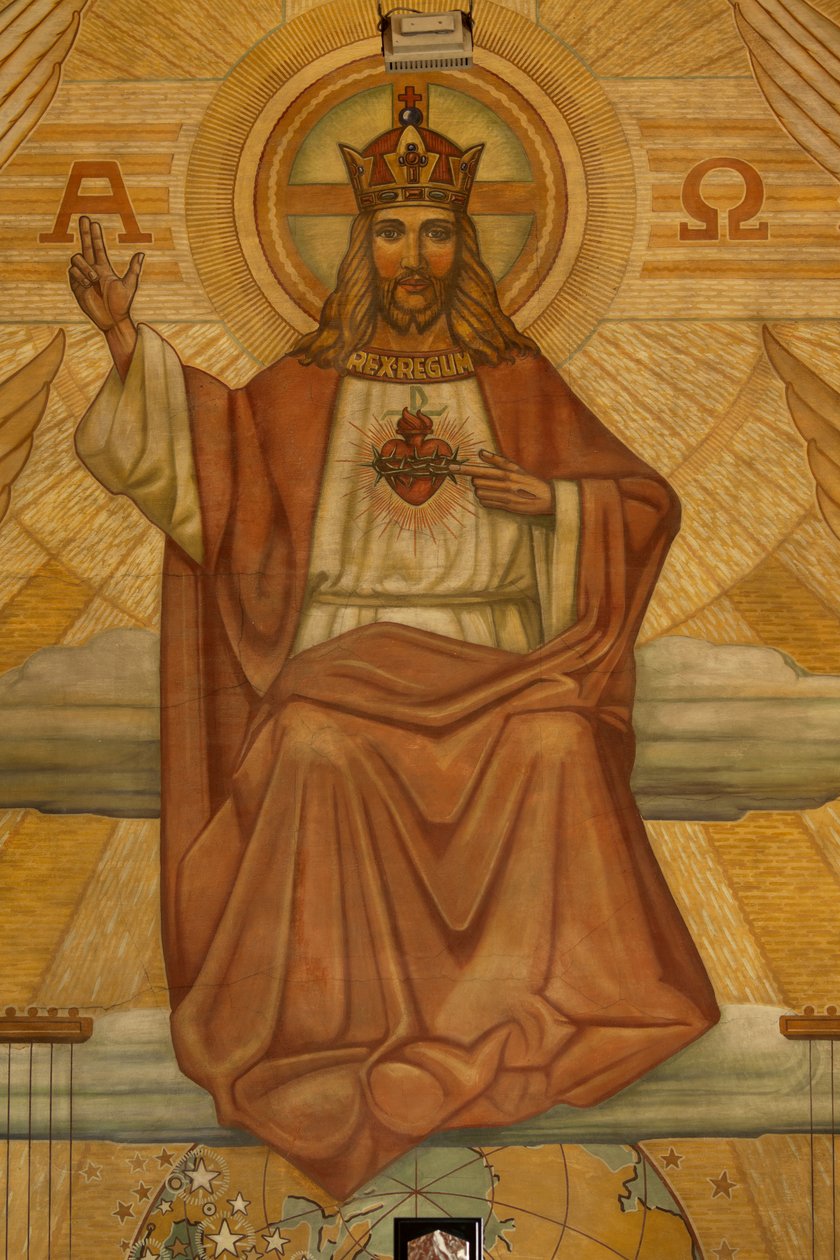Église paroissiale (Heilig-Hartkerk). Intérieur. Modernisme. Le chœur. Mosaïque. Christ. - Unbekannt