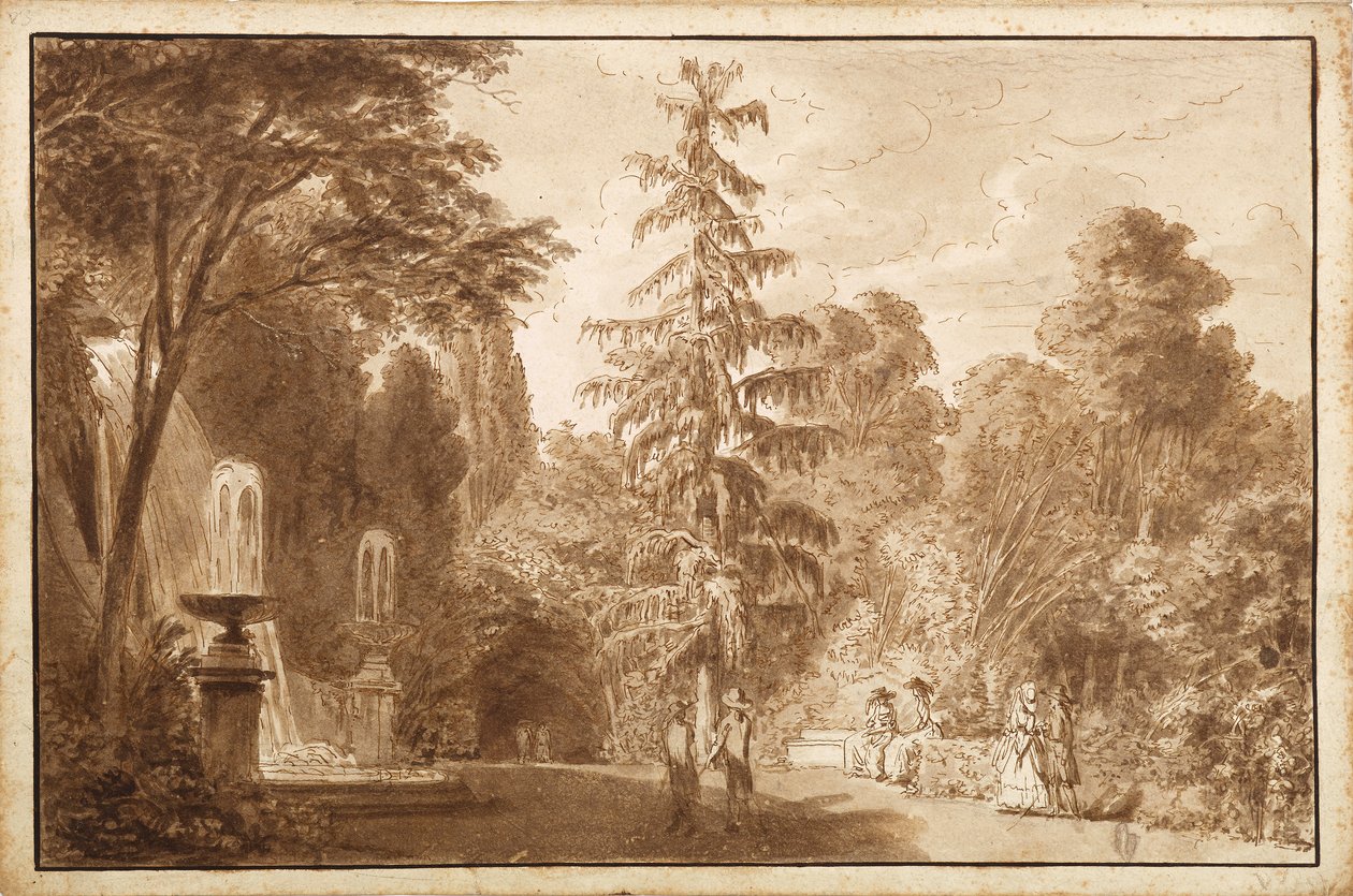 Parc avec cascade et staffage à Frascati - Unbekannter Künstler