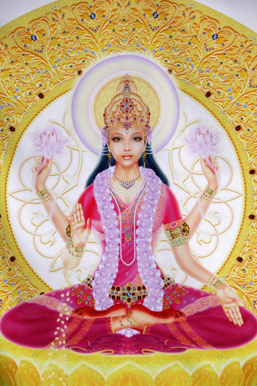 Lakshmi, déesse de la richesse et épouse de Lord Vishnu, tenant des fleurs de lotus - Unbekannt