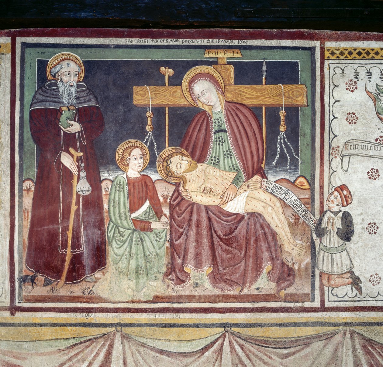 Pietà avec Saint Antoine Abbé, fresque, musée Homo Salvadego, Sacco, Cosio Valtellino, Lombardie, Italie - Benjamin Baud