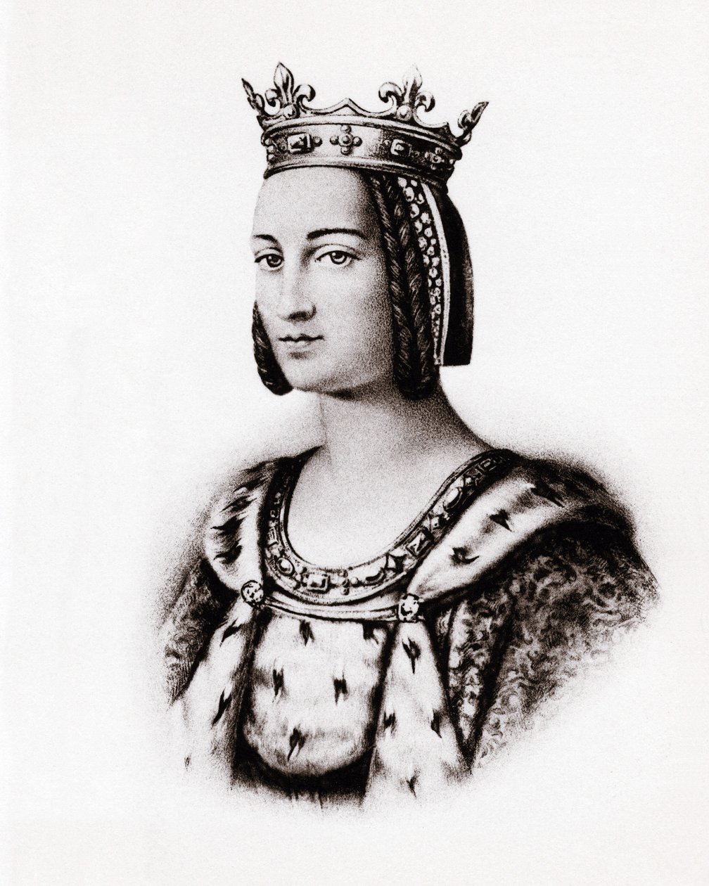 Portrait de Charlotte de Savoie (1445-1483) Reine de France, gravure - Unbekannter Künstler