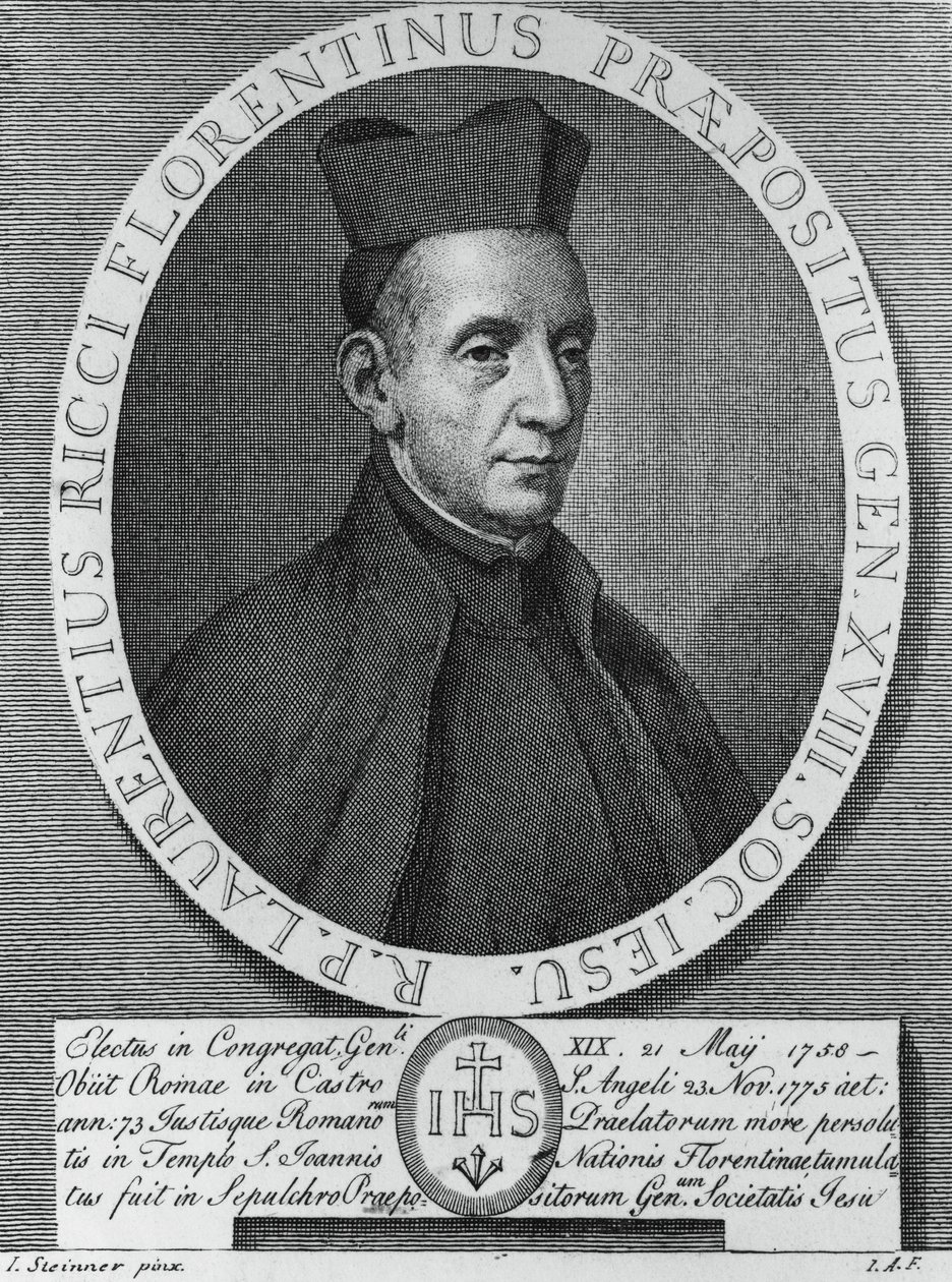 Portrait de Lorenzo Ricci (1703-1775), jésuite italien et 18e Supérieur Général de la Compagnie de Jésus, gravure - William M. Timlin
