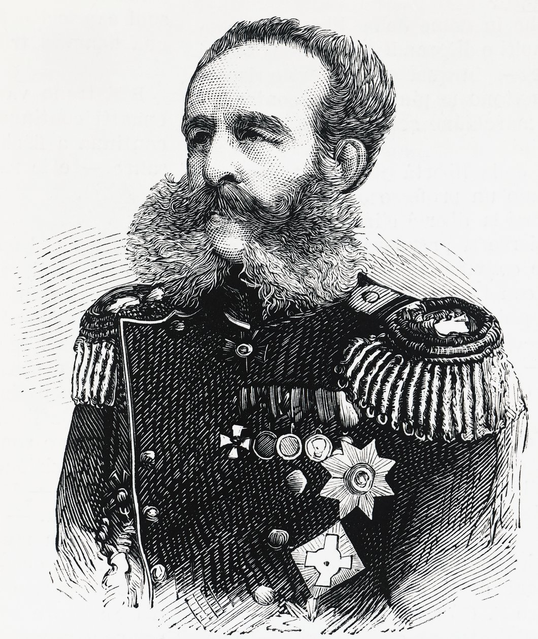 Portrait du prince Dmitri Ivanovitch Sviatopolk-Mirski, général russe, gravure - William M. Timlin
