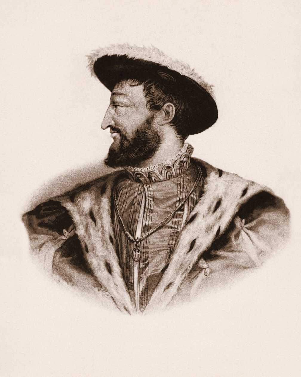 Portrait du roi de France François Ier (1494-1547) Gravure du 19ème siècle - Unbekannter Künstler
