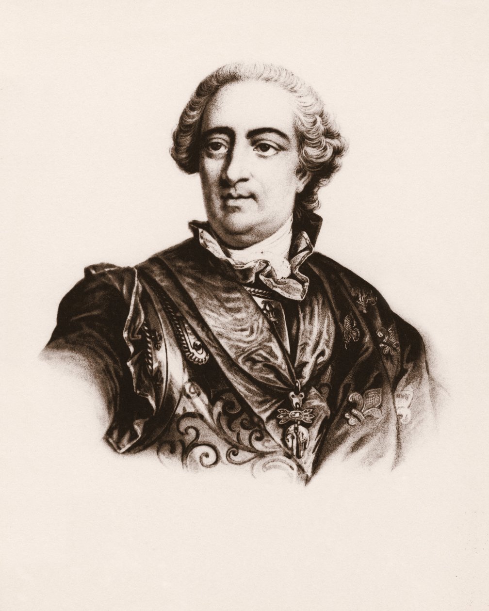 Portrait du Roi de France Louis XV (1710-1774) Gravure du 19ème siècle - Unbekannter Künstler