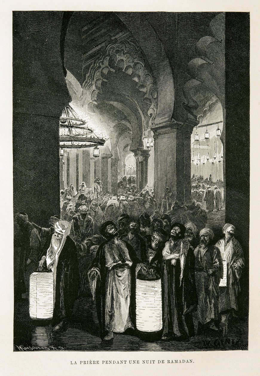 Prière pendant une nuit de Ramadan - Illustration de l