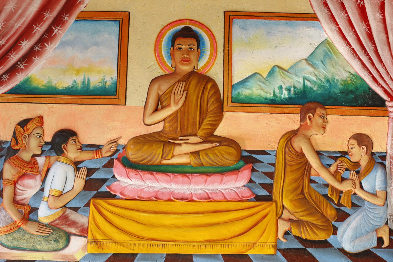 Monastère Preah Prom Rath : Vie du Bouddha : Bouddha et son fils Rahula - Unbekannt