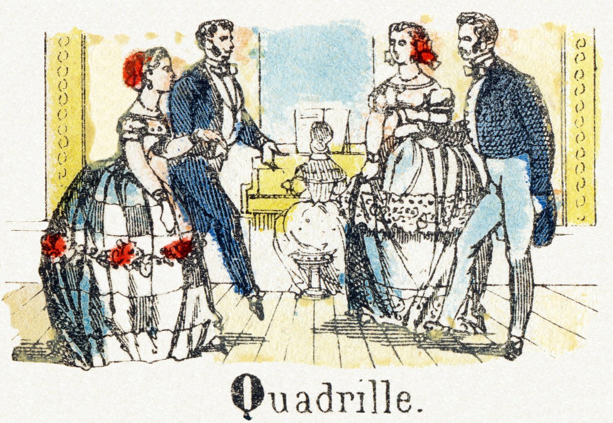 Q - Quadrille - Alphabet des divertissements pour enfants vers 1890 (lithographie) - Unbekannt