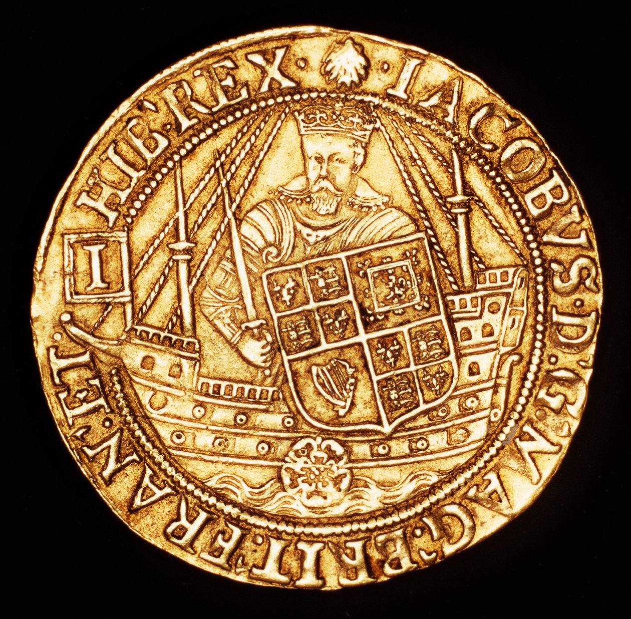Rare pièce, Angleterre, or Spur Ryal, roi Jacques I sur un navire avec bouclier - Unbekannter Künstler