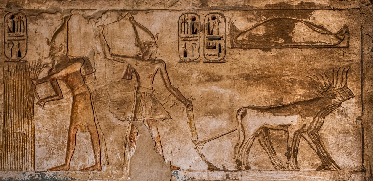 Relief avec scènes de feu sur le mur nord-est de la salle 26, Medinet Habu, temple funéraire de Ramsès III, Louxor, Thèbes-Ouest, Égypte, Afrique (photo) - Unbekannter Künstler