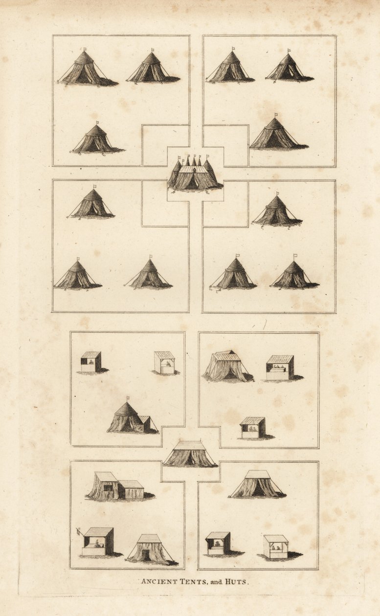 Campement royal, époque du roi Henri VIII, montrant les quartiers royaux, le marché, les huttes des commerçants, des bouchers, etc. - Unbekannt
