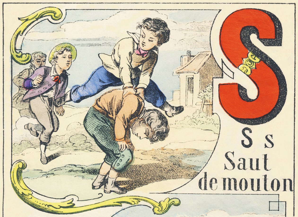 S : saut de mouton - Alphabet des jeux, vers 1890 (illustration) - Unbekannt