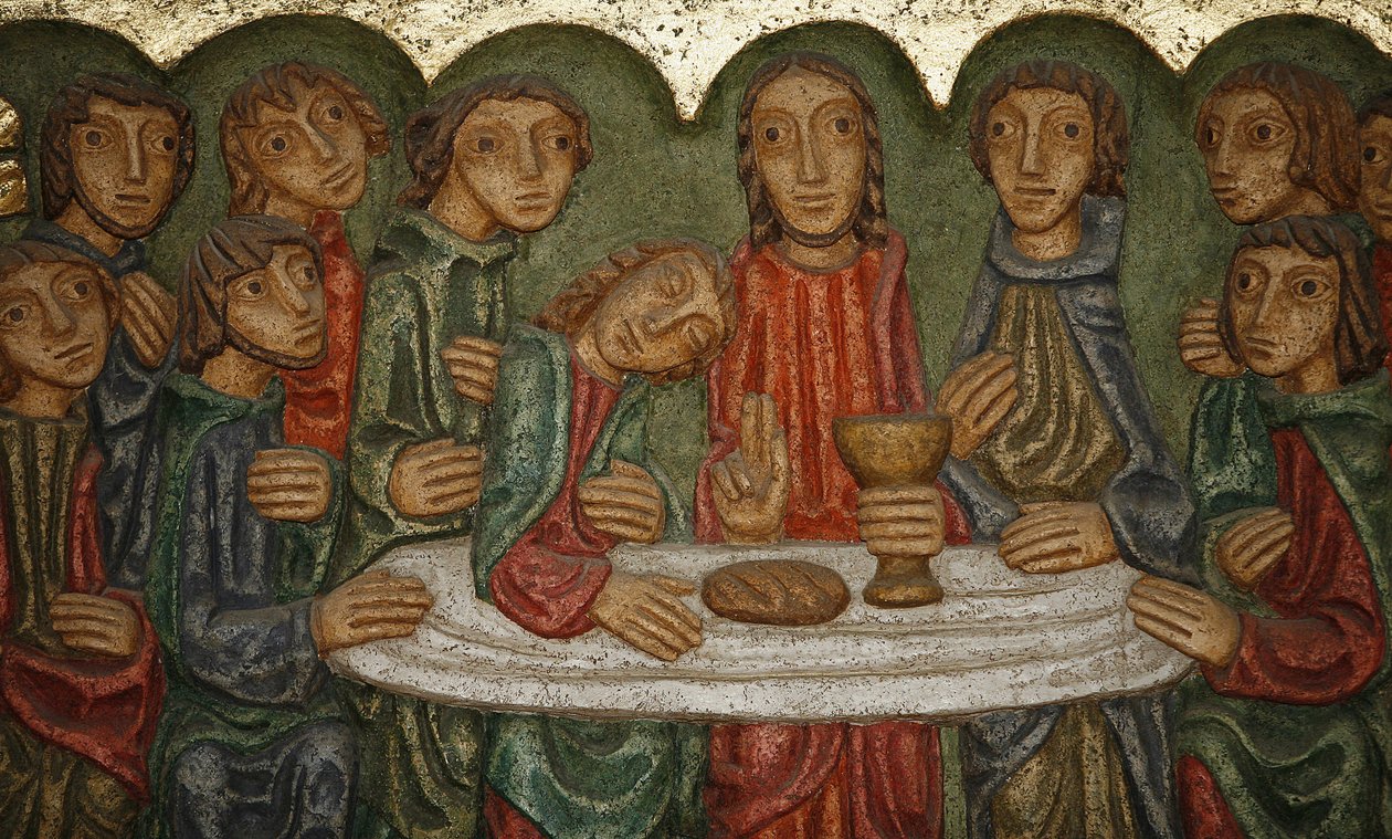 Cathédrale Saint-Samson, sculpture du maître-autel : La Cène (Claude Gruer 1980), Dol-de-Bretagne, France - Unbekannt