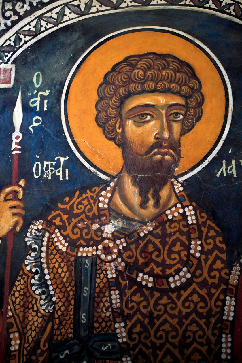 Saint Théodore Statelates, fresque byzantine du 14e siècle (1332), église de la Vierge Phorbiotissa, Asinou, Chypre, églises peintes, site UNESCO, Troodos, Chypre - Unbekannt