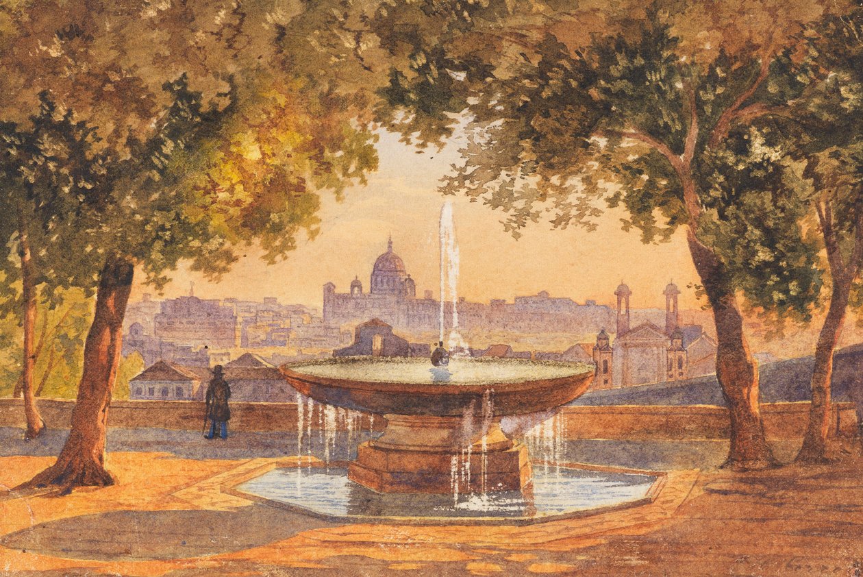 Salomon Corrodi Vue sur Rome depuis la fontaine de la Villa Médicis - Unbekannter Künstler
