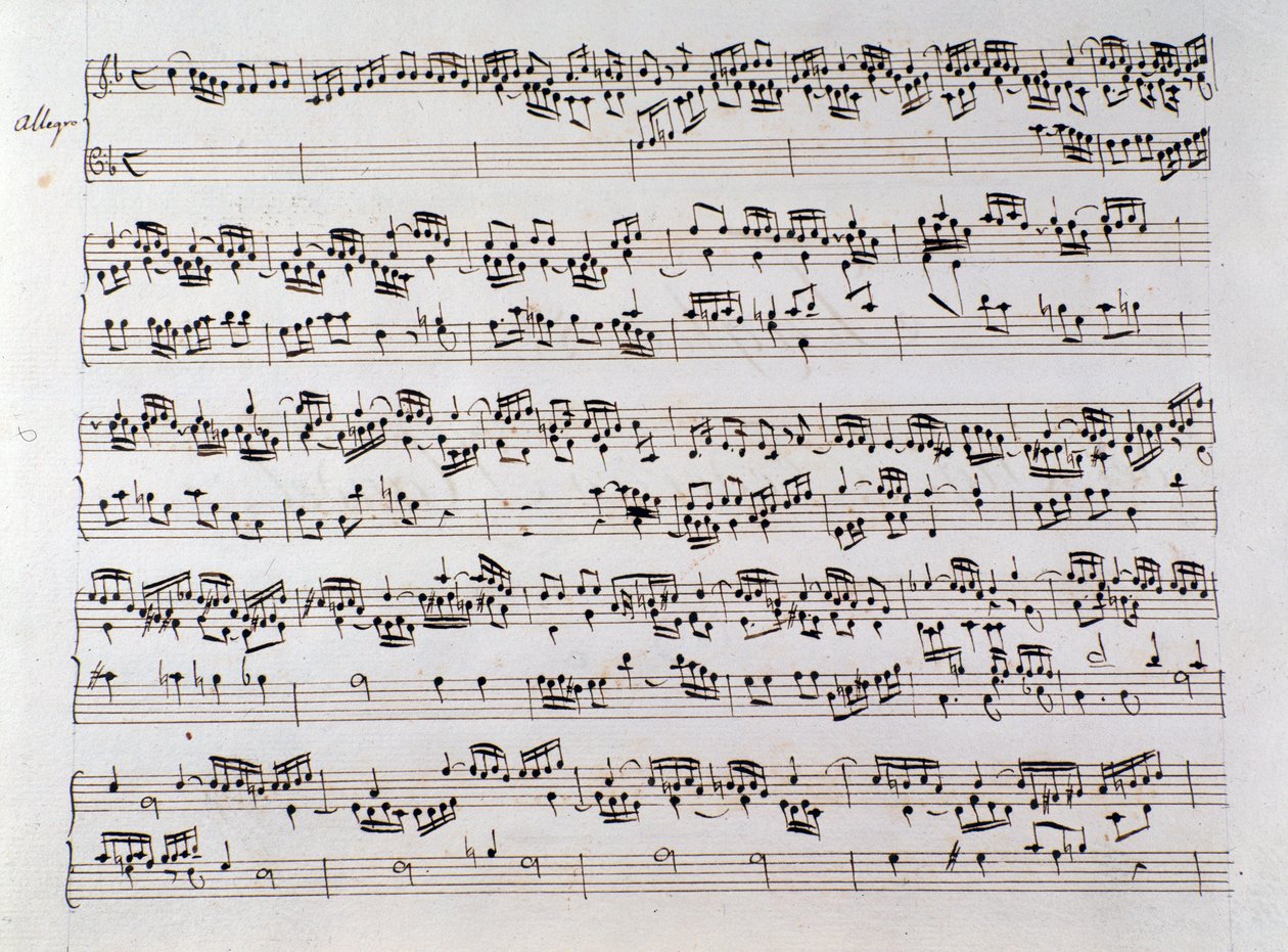 Page de partition musicale pour la fugue de Handel d
