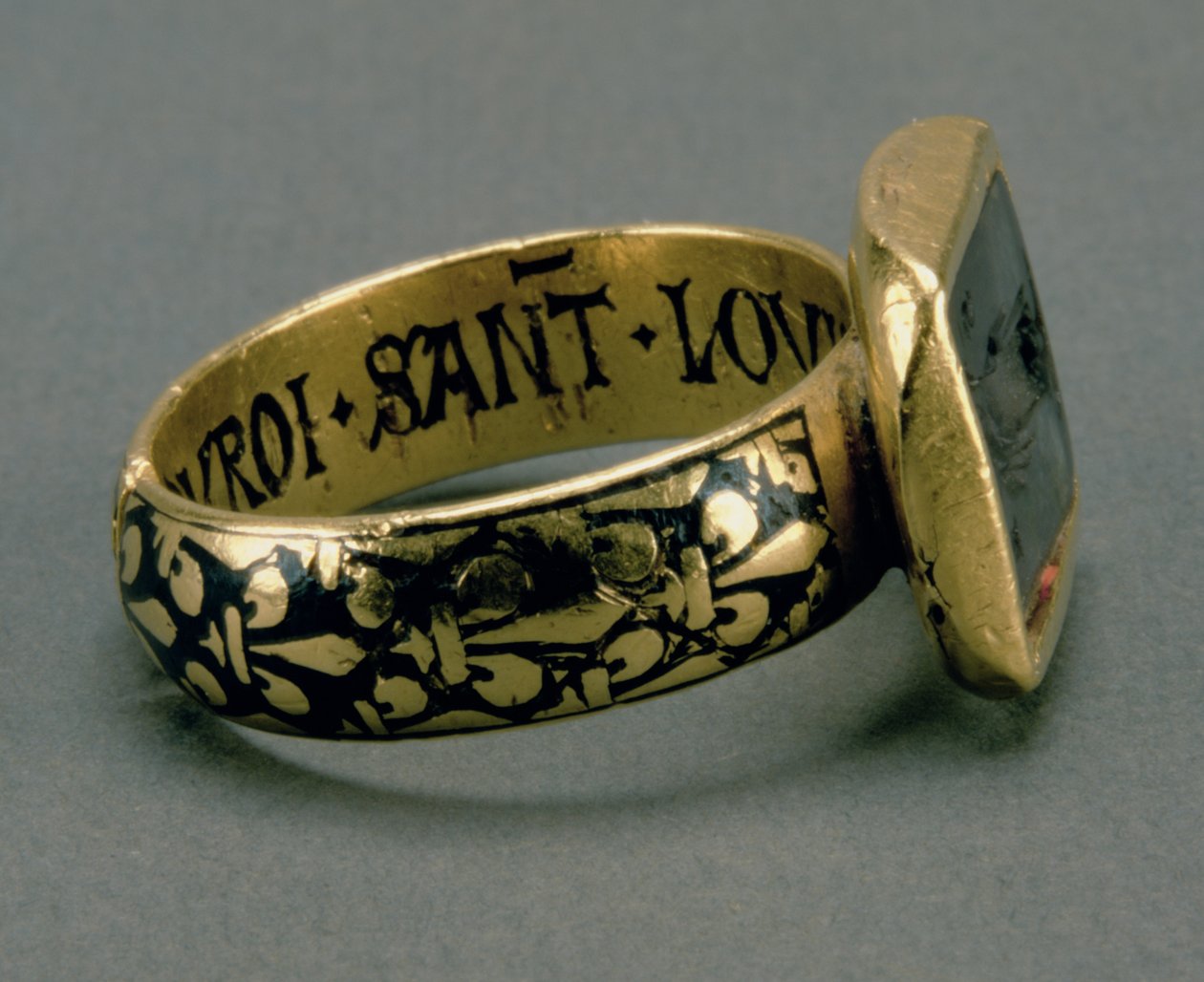 Bague-sceau du roi Louis IX de France (Saint Louis) (1215-70) (or et émail) - Unbekannt