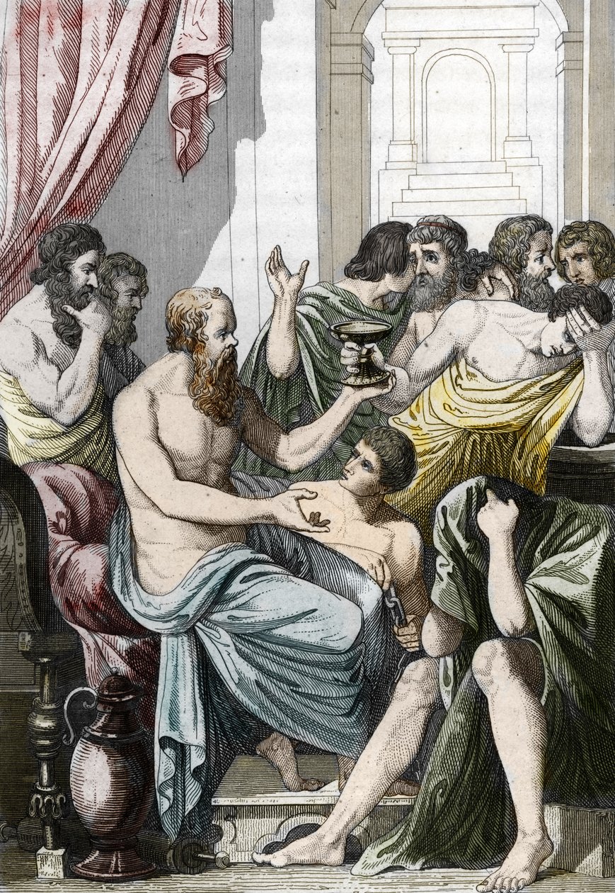 Socrate condamné à boire la ciguë (399 av. J.-C.), fin du 19e siècle (Gravure) - Unbekannter Künstler