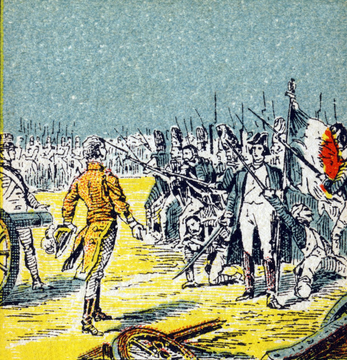 Les Cent-Jours : Défaite de Napoléon Ier Bonaparte à Waterloo en 1815. Gravure dans "Histoire de France". Série d