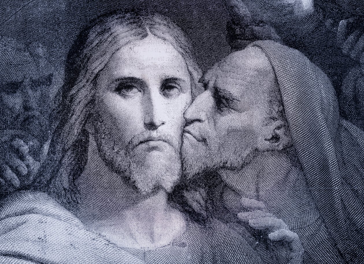 Le Baiser - Judas Iscariot embrasse Jésus-Christ dans le jardin de Gethsémani, de 