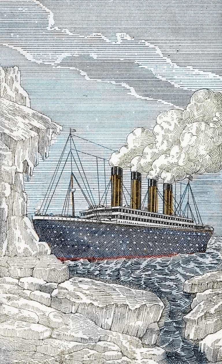 Le paquebot Titanic heurtant un iceberg le 14 avril - Unbekannter Künstler