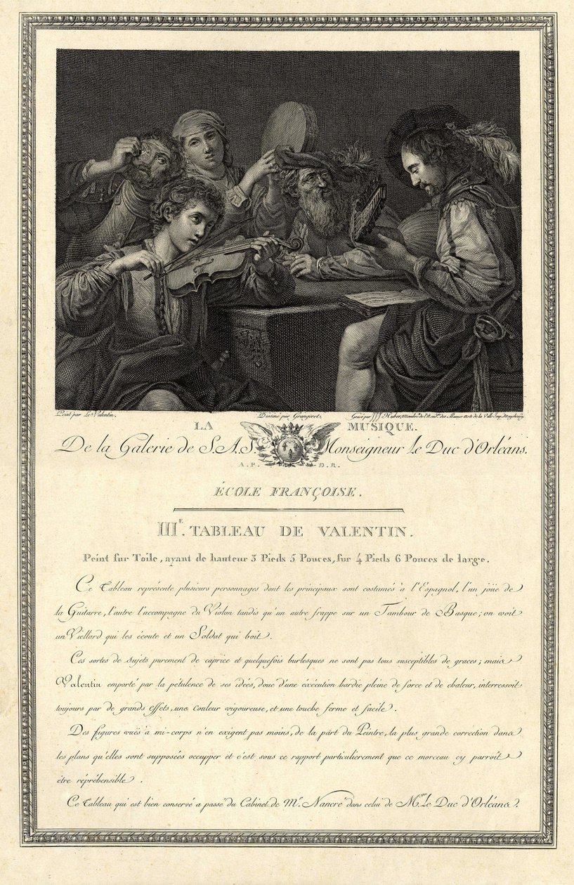 La musique. Gravure de la galerie de Son Excellence le Duc d