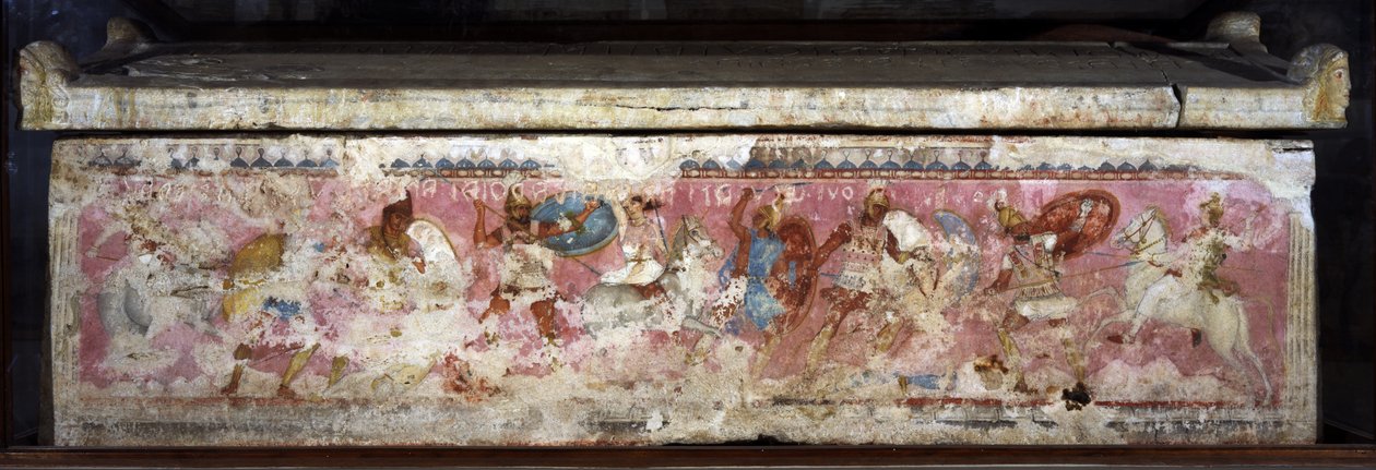 Sarcophage des Amazones, décoré de scènes de combat entre Grecs et Amazones, de Tarquinia, IVe siècle av. J.-C. - Unbekannt