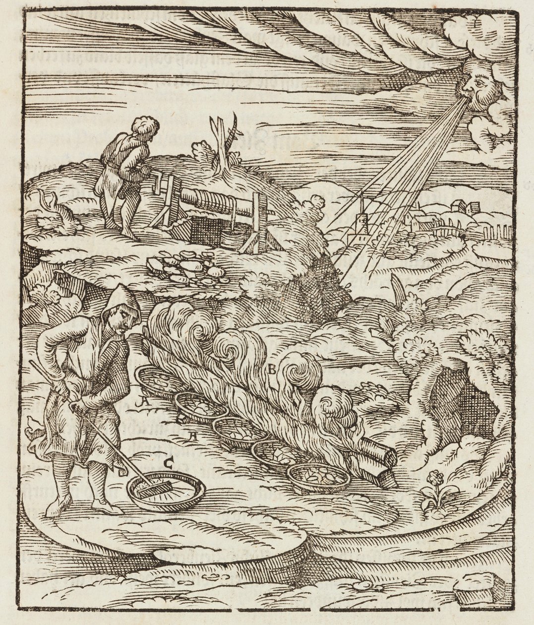 Traitement du bismuth - Gravure extraite de Description des minerais et des principales méthodes d