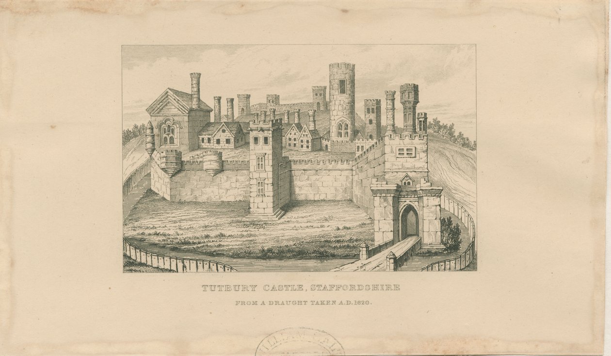 Château de Tutbury : gravure sur acier, 1620 - Unbekannt