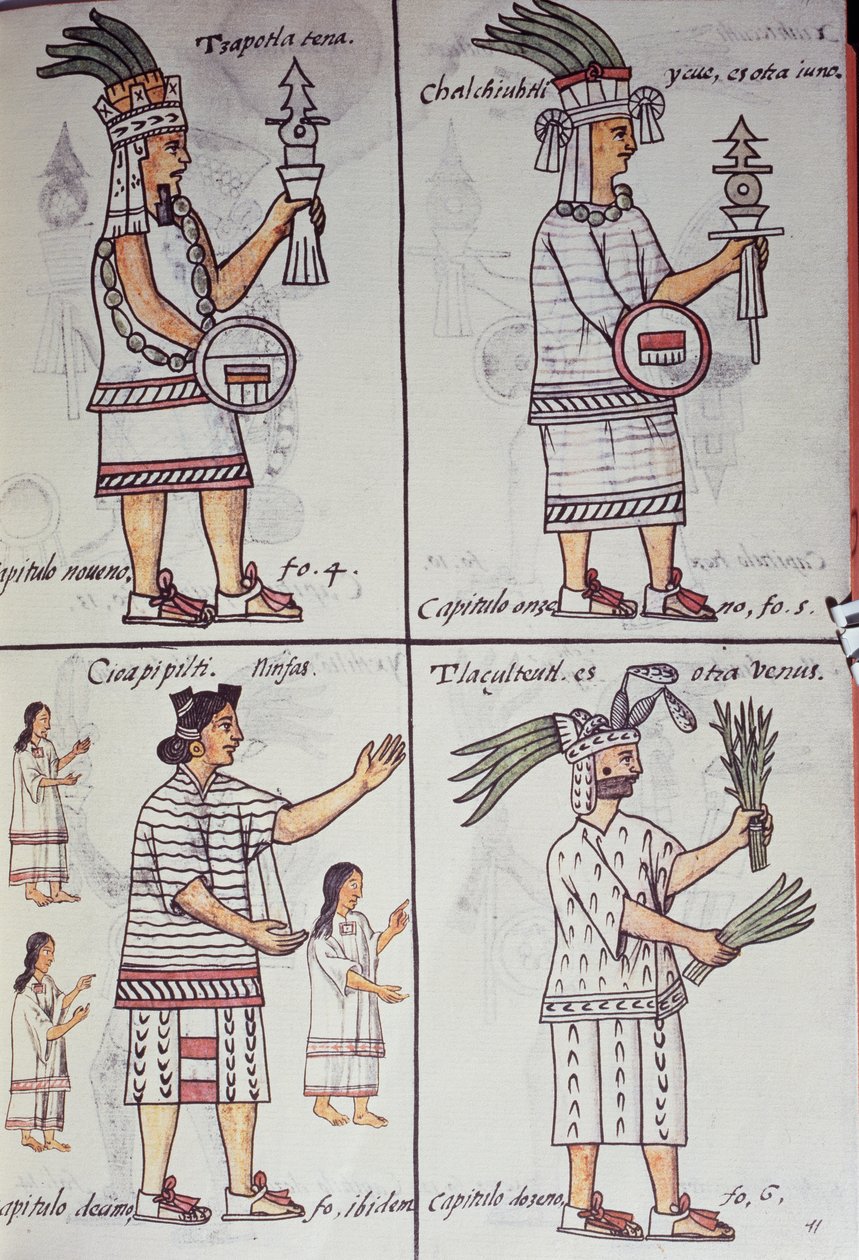 Tzapotlatena, Chalchiuhtlatonal, Cioapipitli et Tliltecuhtli, Codex Florentin - William M. Timlin