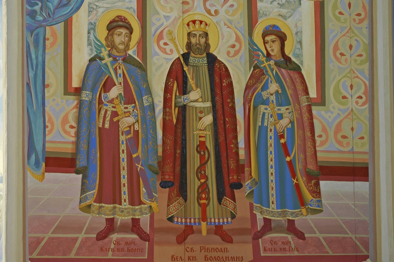 Ukraine, Kiev, Monastère orthodoxe Saint-Michel (orig1108, reconstr. 2001), fresque extérieure - Unbekannt