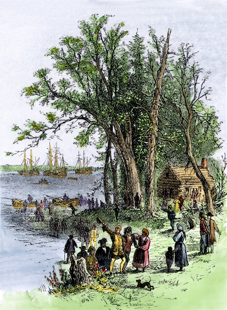 États-Unis, État de Pennsylvanie : Débarquement de William Penn dans la colonie de Pennsylvanie à Philadelphie - Unbekannter Künstler