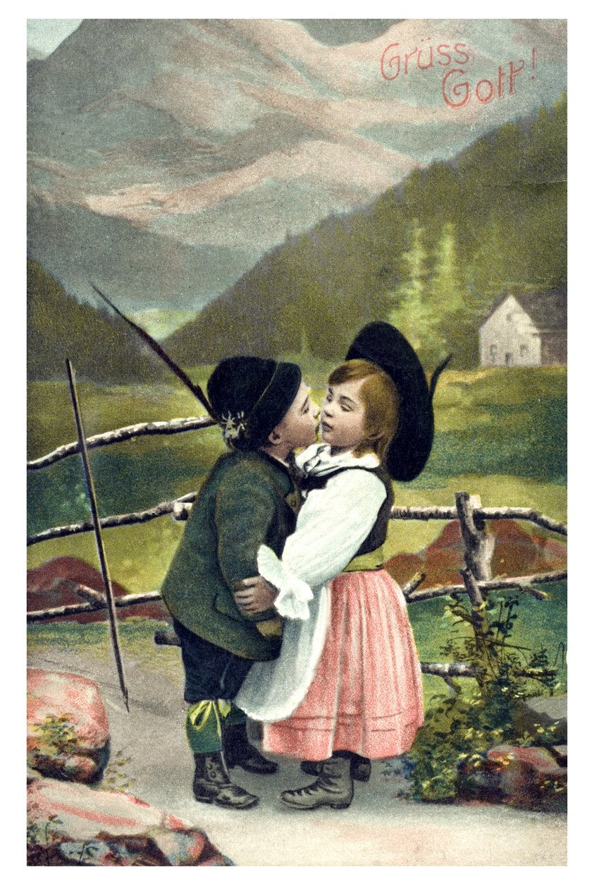 Carte de vœux de la Saint-Valentin « Gruess Gott » : couple d