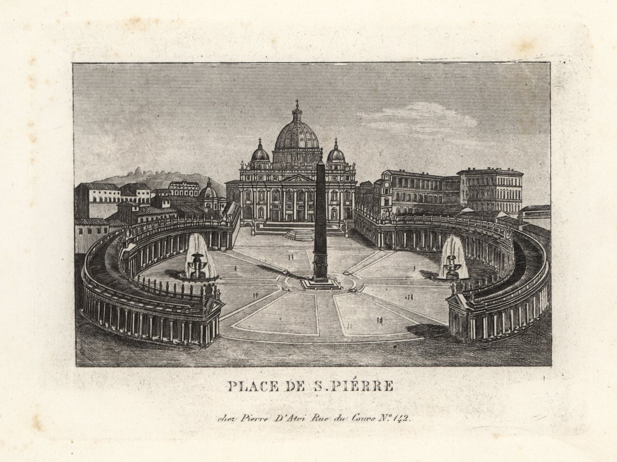 Vue de la place Saint-Pierre, Piazza di S. Pietro, avec la basilique Saint-Pierre et l