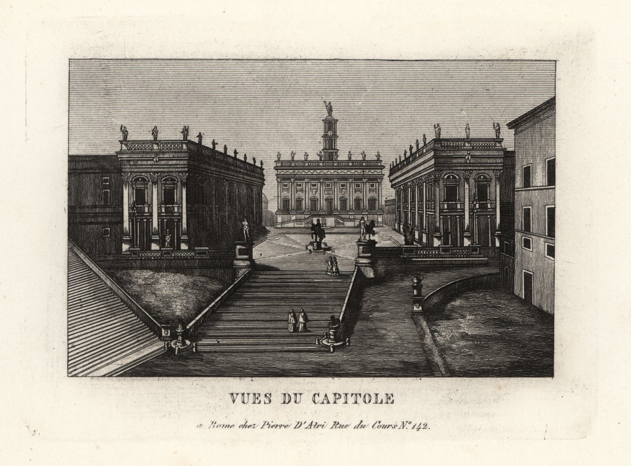 Vue de la colline du Capitole, Piazza del Campidoglio, Palazzo Senatorio, Rome - Unbekannt