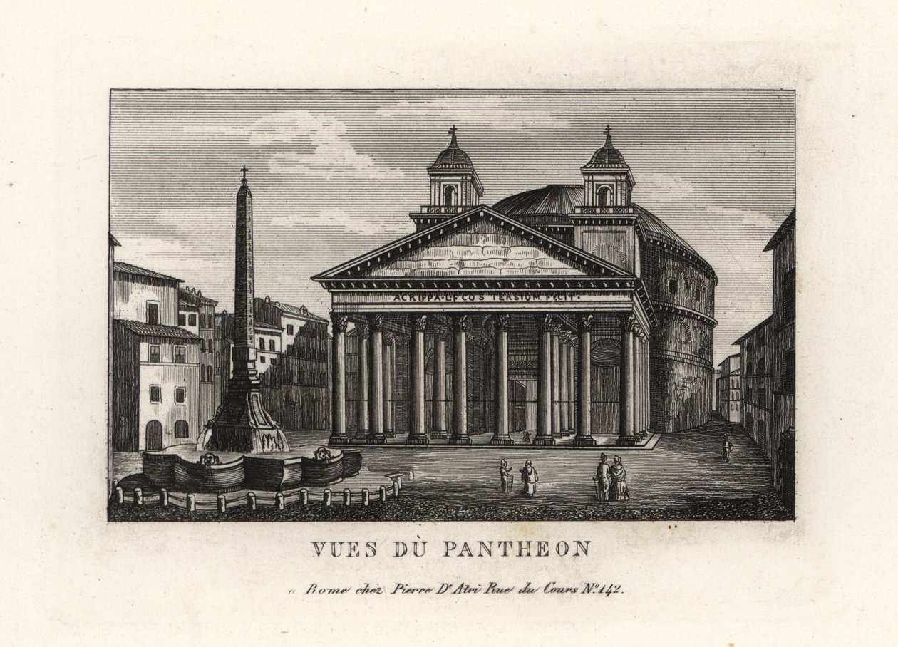 Vue du Panthéon avec fontaine et obélisque Macuteo sur la Piazza della Rotonda, Rome - Unbekannt