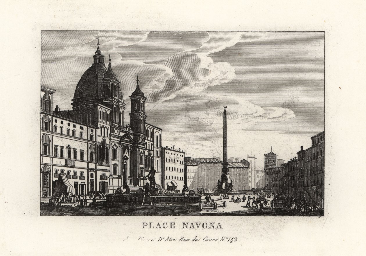 Vue de la Piazza Navona, avec la fontaine, l