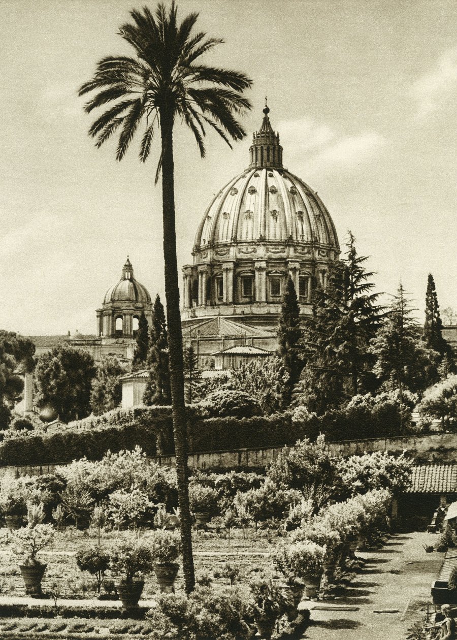 Vue des jardins du Vatican et de la basilique Saint-Pierre à Rome - Unbekannt
