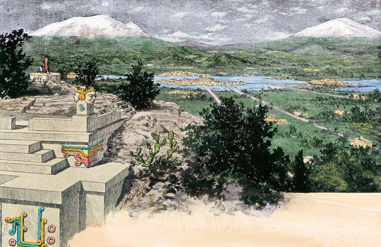 Vue de la ville de Tenochtitlan (ou Mexico Tenochtitlan), telle qu