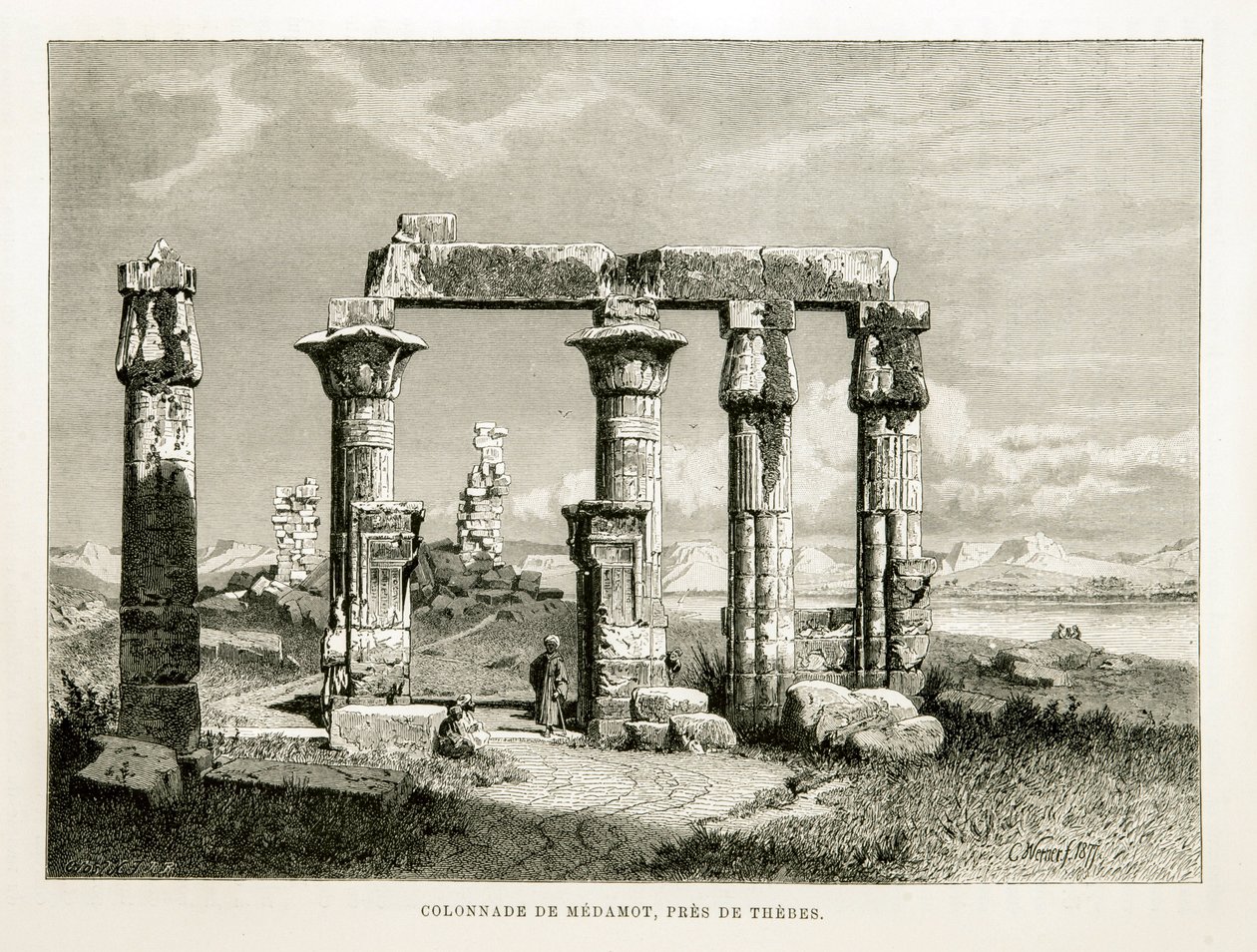 Vue des ruines du temple de Médamoud près de Thèbes, Égypte Illustration de l