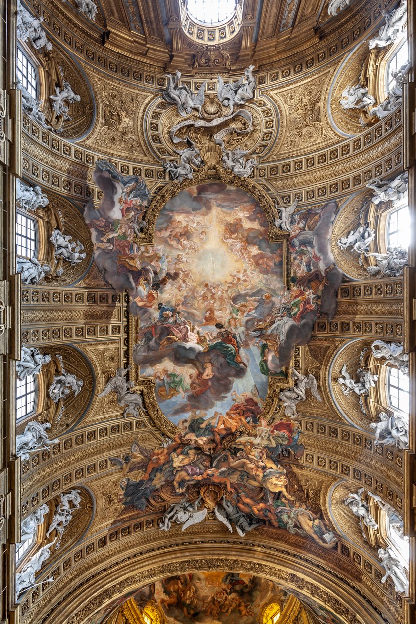 Vue de la voûte de la nef avec "Le Triomphe au Nom de Jésus", Église du Gesù, Rome, Italie - Unbekannter Künstler