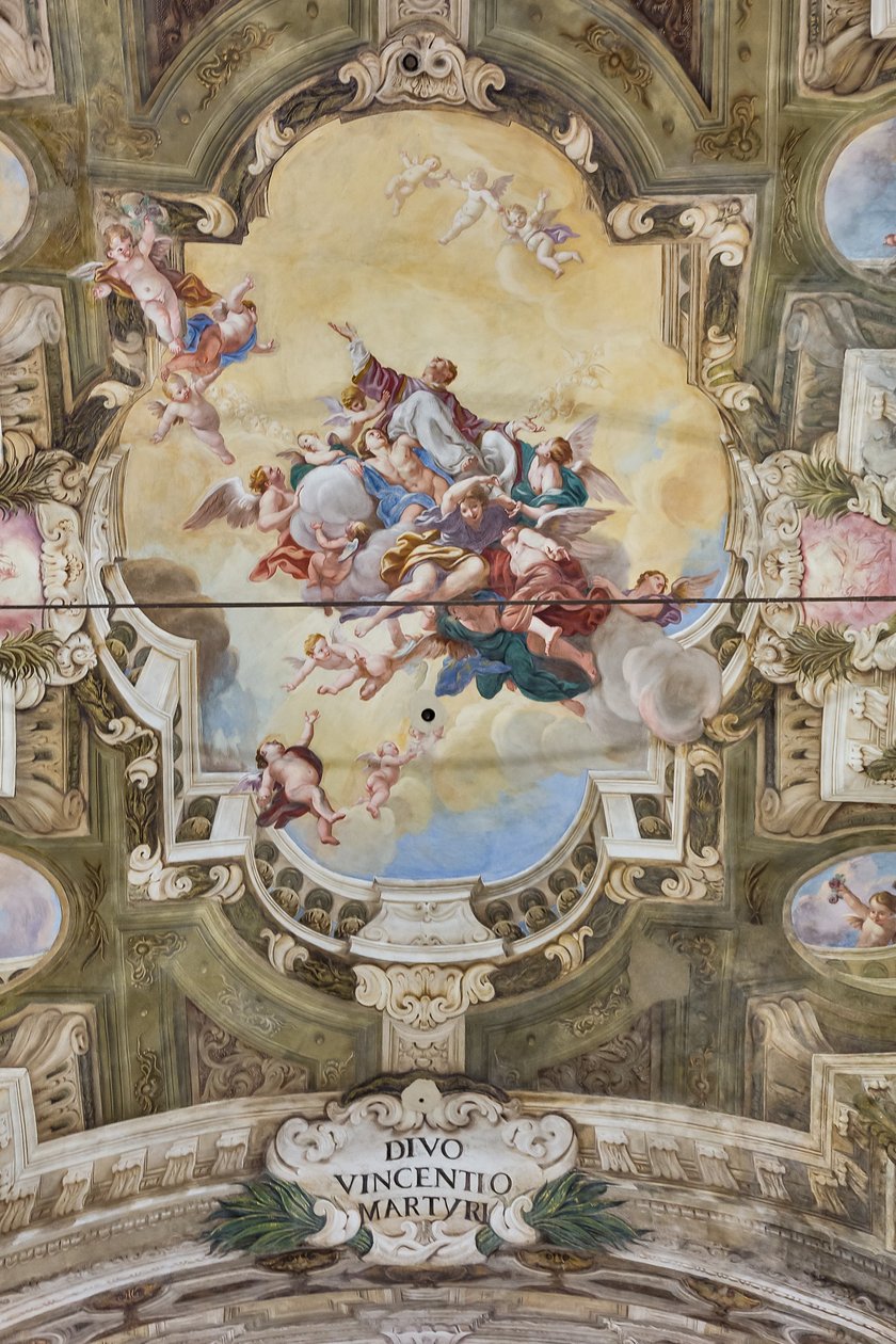 Vue de la voûte avec fresque de la Salle des Théatins, Chiesa di San Vincenzo, Piacenza, Émilie-Romagne, Italie - Unbekannter Künstler