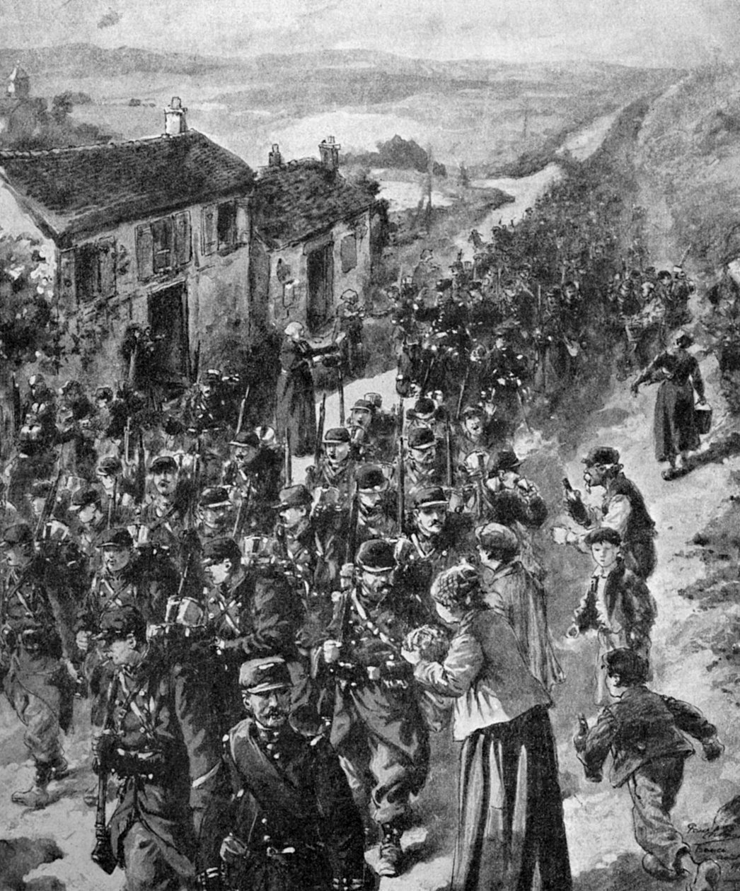 Première Guerre mondiale - Soldats français marchant vers le front 1914 - Unbekannter Künstler
