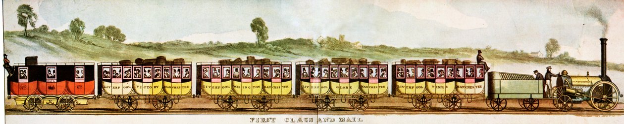 Wagons pour passagers de première classe, chemin de fer Liverpool-Manchester - Unbekannter Künstler