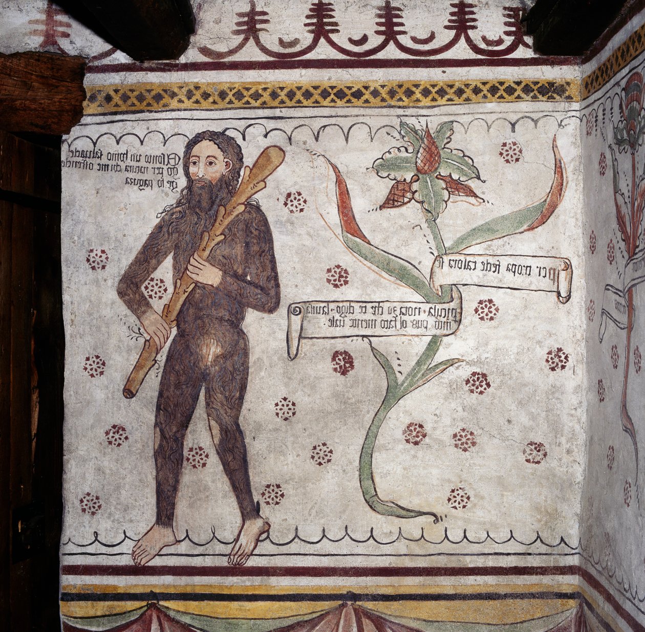 Homme sauvage de Sacco (Homo Selvadego), fresque (15e siècle), Maison de l