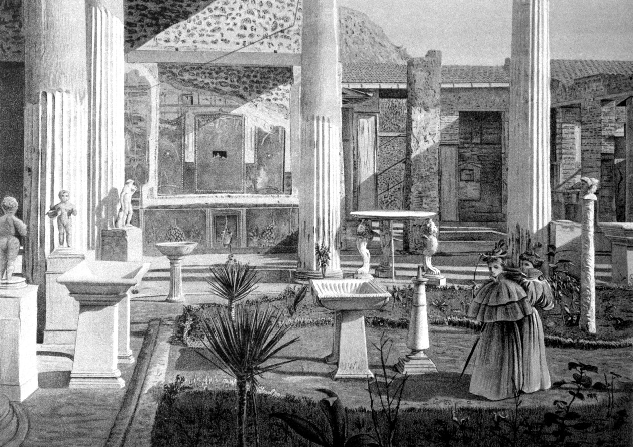 Touristes visitant les ruines de Pompéi, début du 20e siècle - Unbekannter Künstler