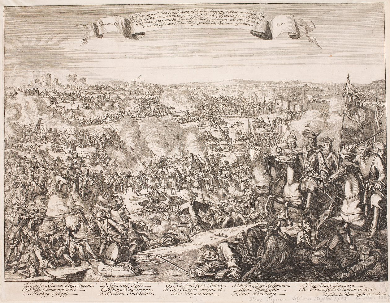 Feuille volante sur la bataille de Luzzara en 1702 - Unbekannter Stecher