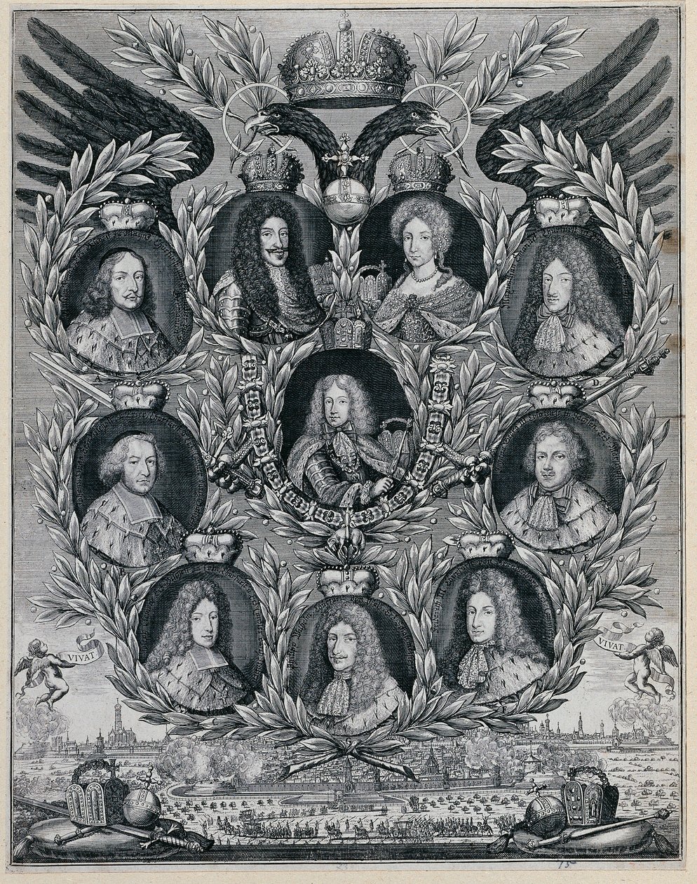 Joseph I avec ses parents et les électeurs - Unbekannter Stecher