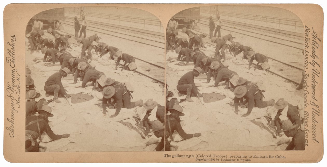 Le "Gallant 25th" se prépare à embarquer pour Cuba, 1898 (photo) - Underwood & Underwood